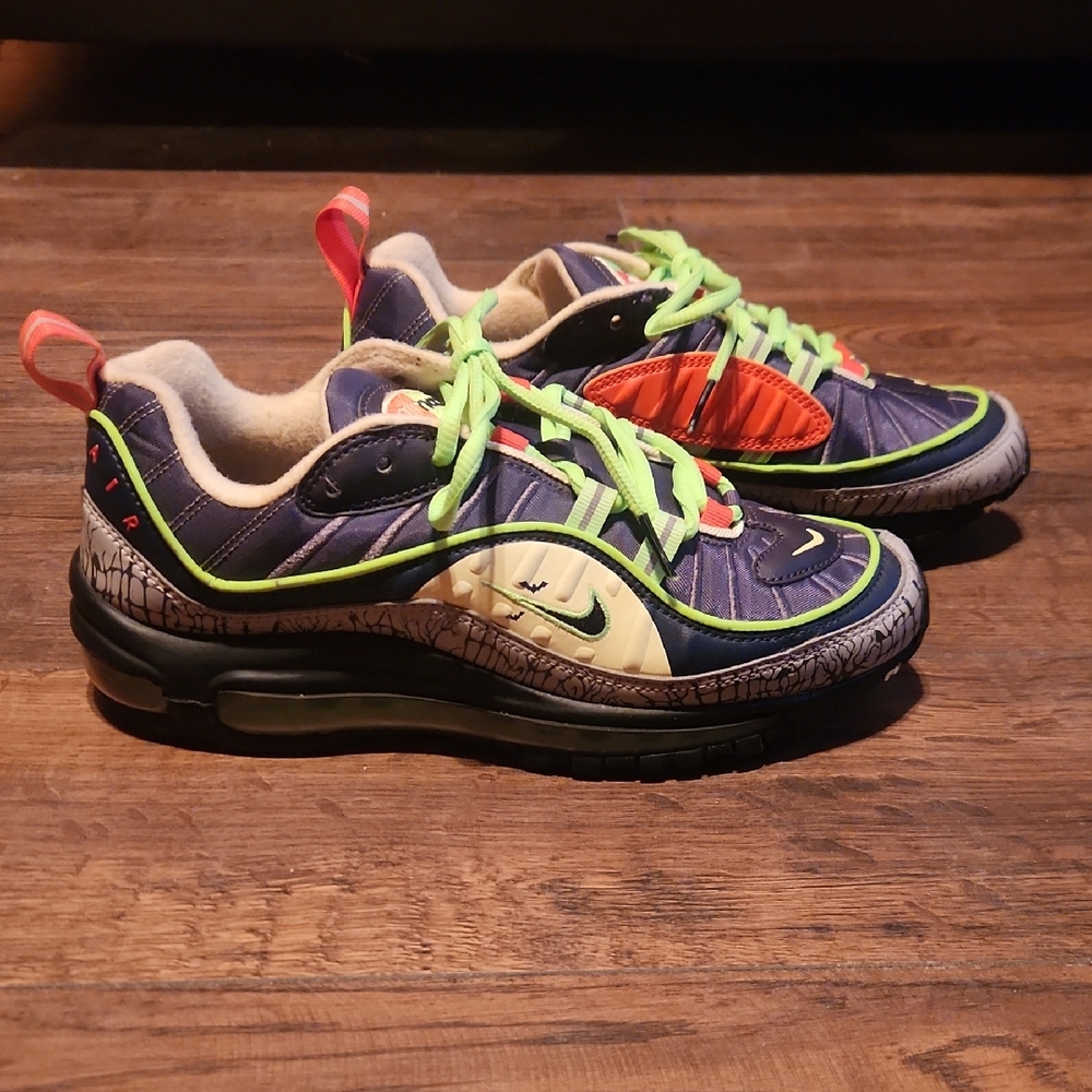 Kids/Woman AirMax 98 GS Holloween Sneakers in Blue and Neon Green